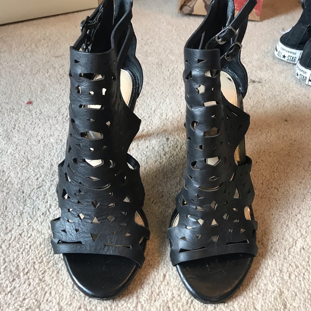Louise et Cie Black Leather Cut Out Heel